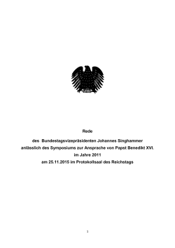 25.11.2015 Rede Johannes Singhammer zu Benedikt XVI im