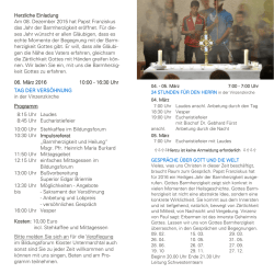Herzliche Einladung Am 08. Dezember 2015 hat Papst Franziskus