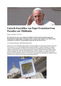 Umwelt-Enzyklika von Papst FranziskusVom Paradies zur Müllhalde