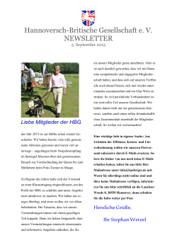Newsletter, 5.09.2015 - Hannoversch