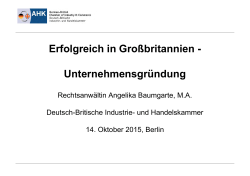 Unternehmensgründung - Deutsch-Britische Industrie