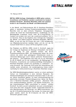 Pressemitteilung zur METALL-NRW