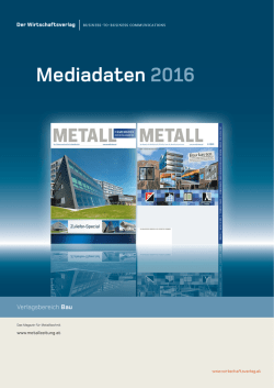 Mediadaten Metall - Der Wirtschaftsverlag