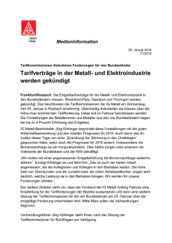 Tarifverträge in der Metall- und Elektroindustrie werden gekündigt