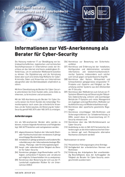 Informationen zur VdS-Anerkennung als Berater f&uuml;r Cyber