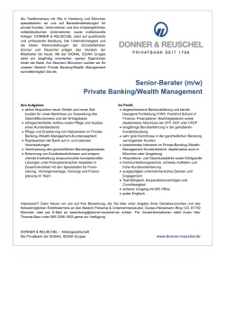 Senior-Berater (m/w) Private Banking/Wealth Management