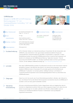 Berater/-in SAP® ERP 6.0 EhP5 Externes Rechnungswesen "FI" mit