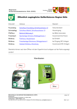 Öffentlich zugängliche Defibrillatoren Region Höfe
