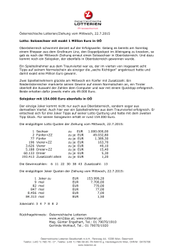Österreichische Lotterien/Ziehung vom Mittwoch, 22.7.2015 Lotto