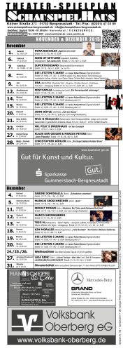 Spielplan November bis Dezember 2015