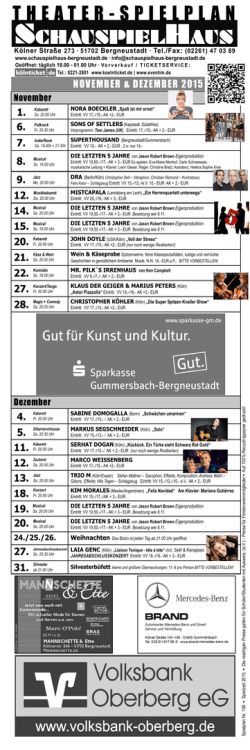 Spielplan November bis Dezember 2015