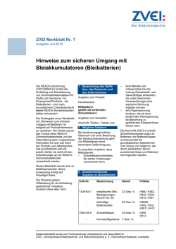 Hinweise zum sicheren Umgang mit Bleiakkumulatoren