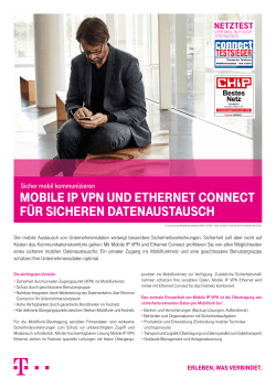 Mobile iP VPn und ethernet ConneCt für siCheren datenaustausCh