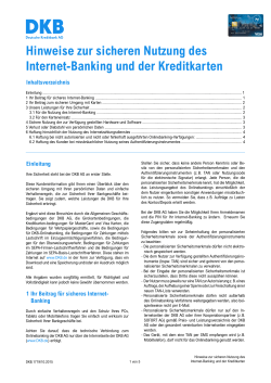 Hinweise zur sicheren Nutzung des Internet-Banking und der