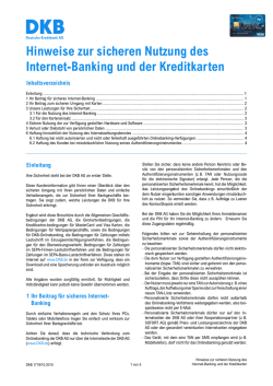 Hinweise zur sicheren Nutzung des Internet-Banking und der