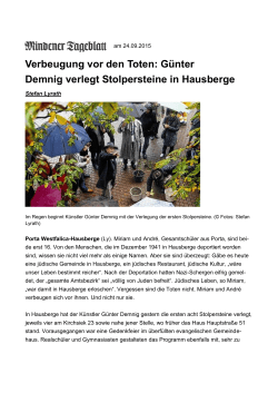 Verbeugung vor den Toten: Günter Demnig verlegt Stolpersteine in