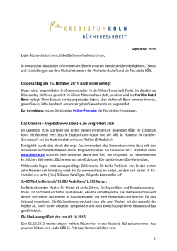 Di&ouml;zesantag am 25. Oktober 2015 nach Bonn verlegt Das Onleihe
