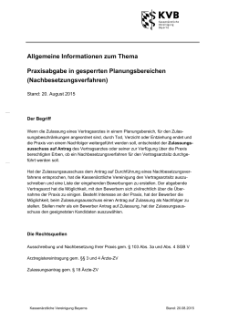 Merkblatt aktuell - Praxisabgabe - 20.08.2015