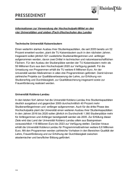 Informationen zur Verwendung der Hochschulpakt