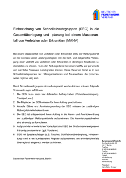 Einbeziehung von Schnelleinsatztruppen bei einem Massenanfall von