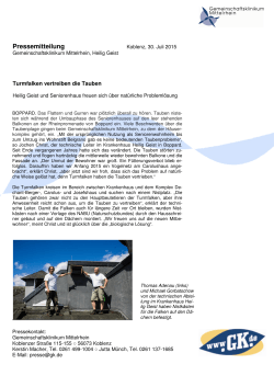 Tauben von Turmfalken vertrieben - Gemeinschaftsklinikum Mittelrhein