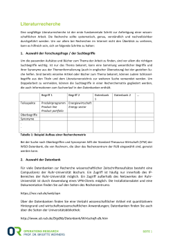 Hinweise zur Literaturrecherche - Ruhr