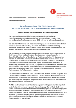 Fachinformationsdienst Politikwissenschaft wird an der SuUB