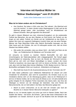 Interview mit Kardinal Müller im "Kölner Stadtanzeiger" vom 01.03