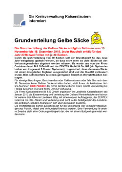 Grundverteilung Gelbe S&auml;cke