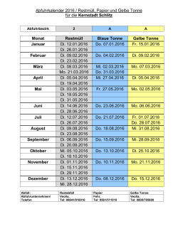 Abfuhrkalender 2014 / Restmüll, Papier und Gelbe Tonne