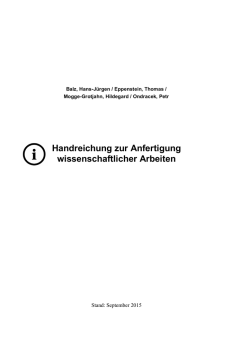 Handreichung Wissenschaftlichen Arbeitens