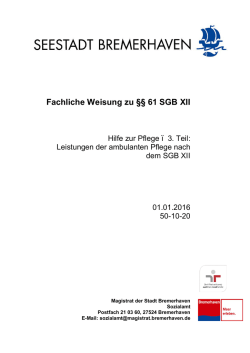 Fachliche Weisung zu &sect;&sect; 61 SGB XII - Hilfe zur