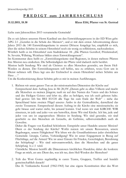 Jahresschlusspredigt 2015