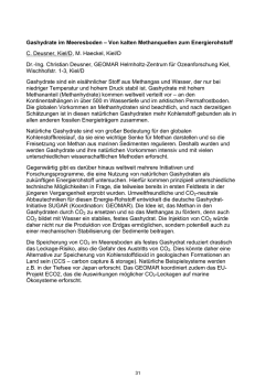 Von kalten Methanquellen zum Energierohstoff C. Deusner, Kiel/D