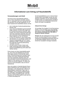 Informationen zum Antrag auf Haushaltshilfe