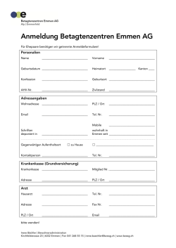 Anmeldung Betagtenzentren Emmen AG