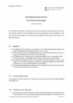 Neufassung Geschäftsordnung des Senats (VÖ: 21.01.2016)