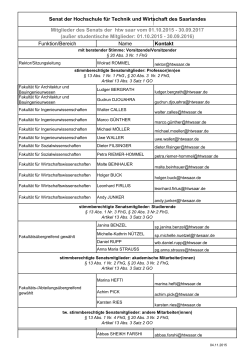 Funktion/Bereich Name Kontakt Mitglieder des Senats der htw saar