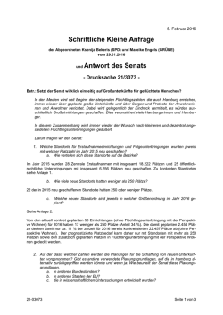 Schriftliche Kleine Anfrage und Antwort des Senats