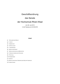Geschäftsordnung des Senats der Hochschule Rhein-Waal
