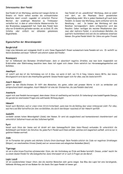 Interessantes &uuml;ber Pendel Eigenschaften der Mineralienpendel