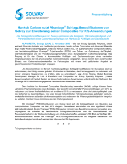 Hankuk Carbon nutzt Virantage Schlagz&auml;hmodifikatoren von Solvay