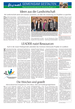Ideen aus der Landwirtschaft LEADER nutzt Ressourcen