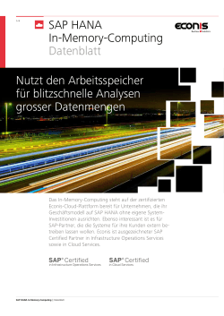 SAP HANA In-Memory-Computing Datenblatt Nutzt den