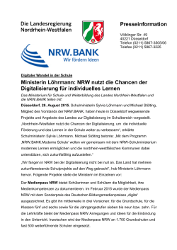 Presseinformation Ministerin Löhrmann: NRW nutzt die