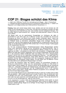 COP 21: Biogas schützt das Klima