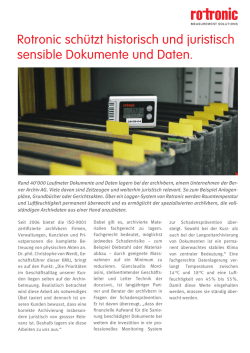 Rotronic schützt historisch und juristisch sensible Dokumente und