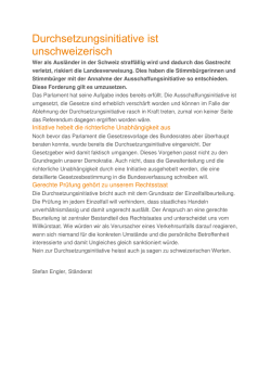Durchsetzungsinitiative ist unschweizerisch
