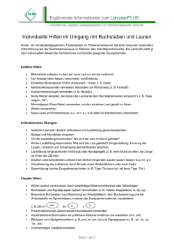 Individuelle Hilfen im Umgang mit Buchstaben und