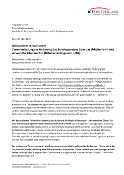 ICTswitzerland Stellungnahme URG